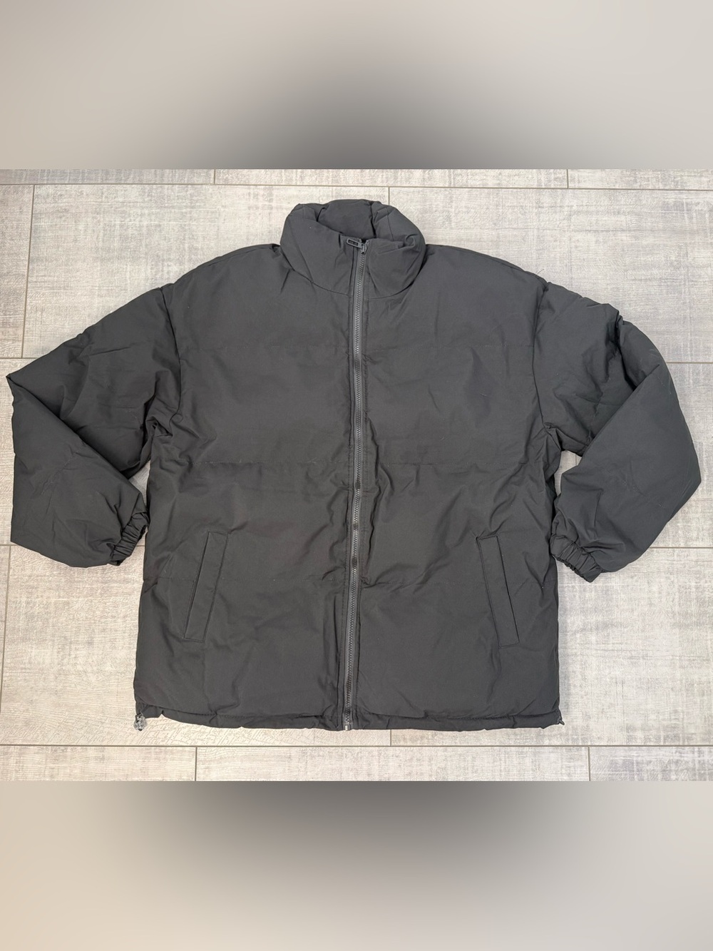 New Men's Black Puffer Jacket Down Alternative Waterproof Size Large